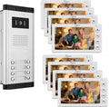 ANJIELO SMART Wired Video Apartment Intercom System,2/3/4/5/6/8/10/12 Units Family 7 inch Monitor Video Door Phone Kit,Indoor Outdoor Video Doorbell,2 Way Audio for Home (1 Doorbell + 8 Monitor)