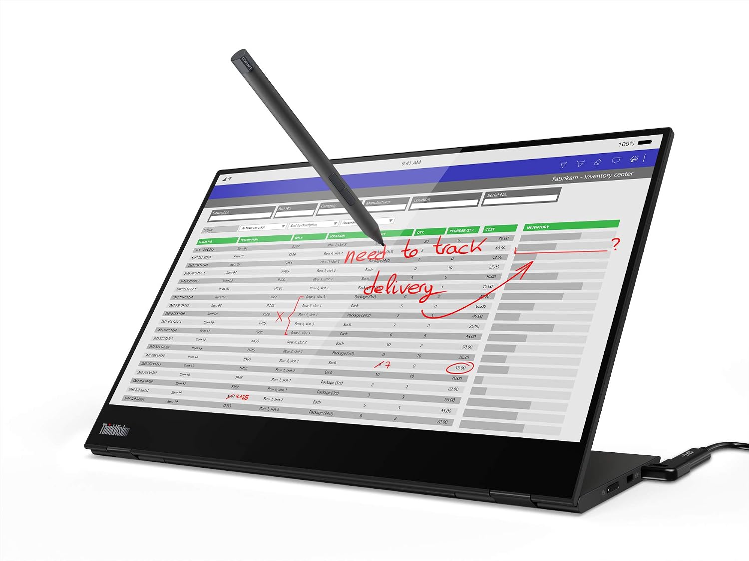 ThinkVision M14t USB-C Mobile Monitor with Touch Screen - Black