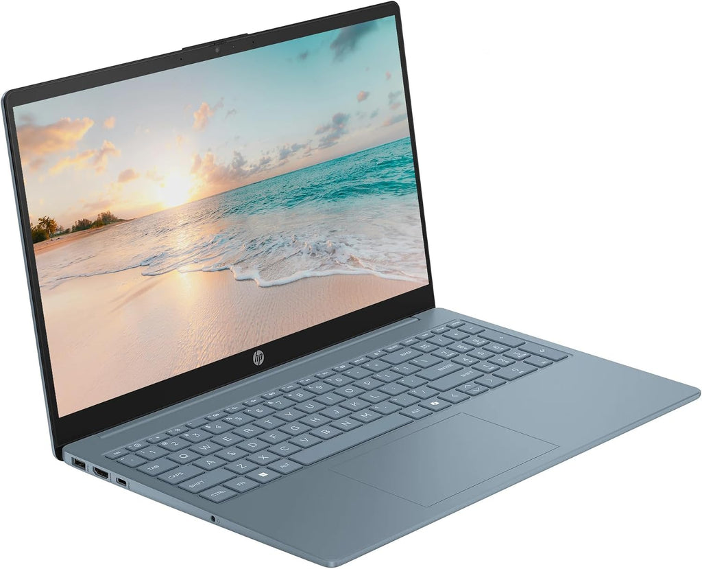 HP 15.6' LED Laptop Computer, 32GB RAM 640GB Storage (128GB UFS+512GB Docking Set), Quad-Cores Intel Pentium, Windows 11 S with 1-Year Microsoft Office 365 Included, PLUSERA Earphones, Moonlight Blue