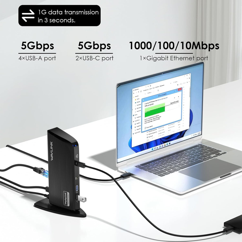 Displaylink Docking Station, WAVLINK 12-in-1 Triple Monitor Docking Station for Mac (DisplayLink Driver Required)/Windows/Chrome, 4K HDMI, 2K HDMI, 2K DVI, Gigabit Ethernet, 6X 5Gbps USB A/C, Audio
