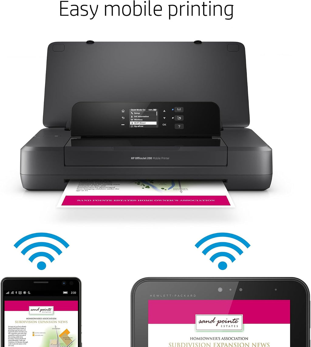 HP OfficeJet 200 Wireless Mobile Printer - Black, Battery Included (CZ993A)