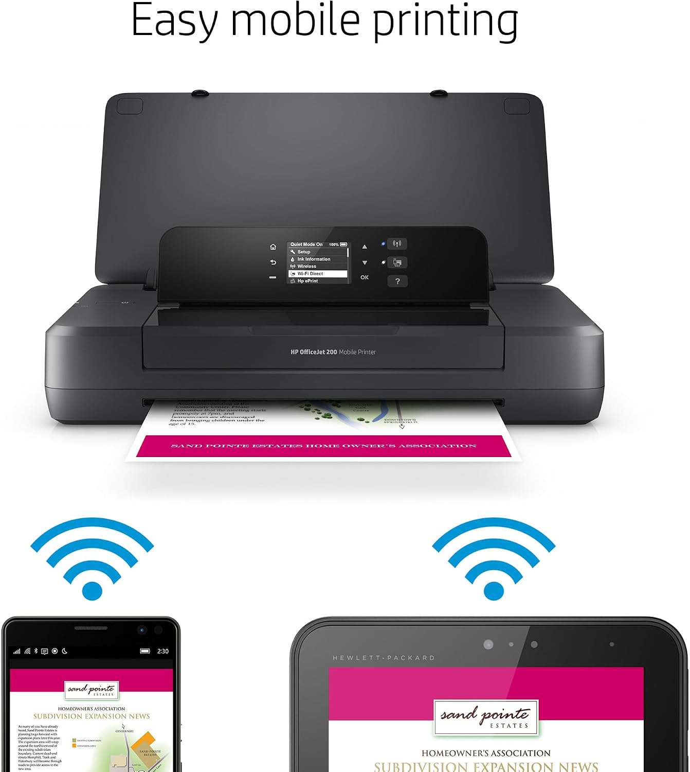 HP OfficeJet 200 Wireless Mobile Printer - Black, Battery Included (CZ993A)