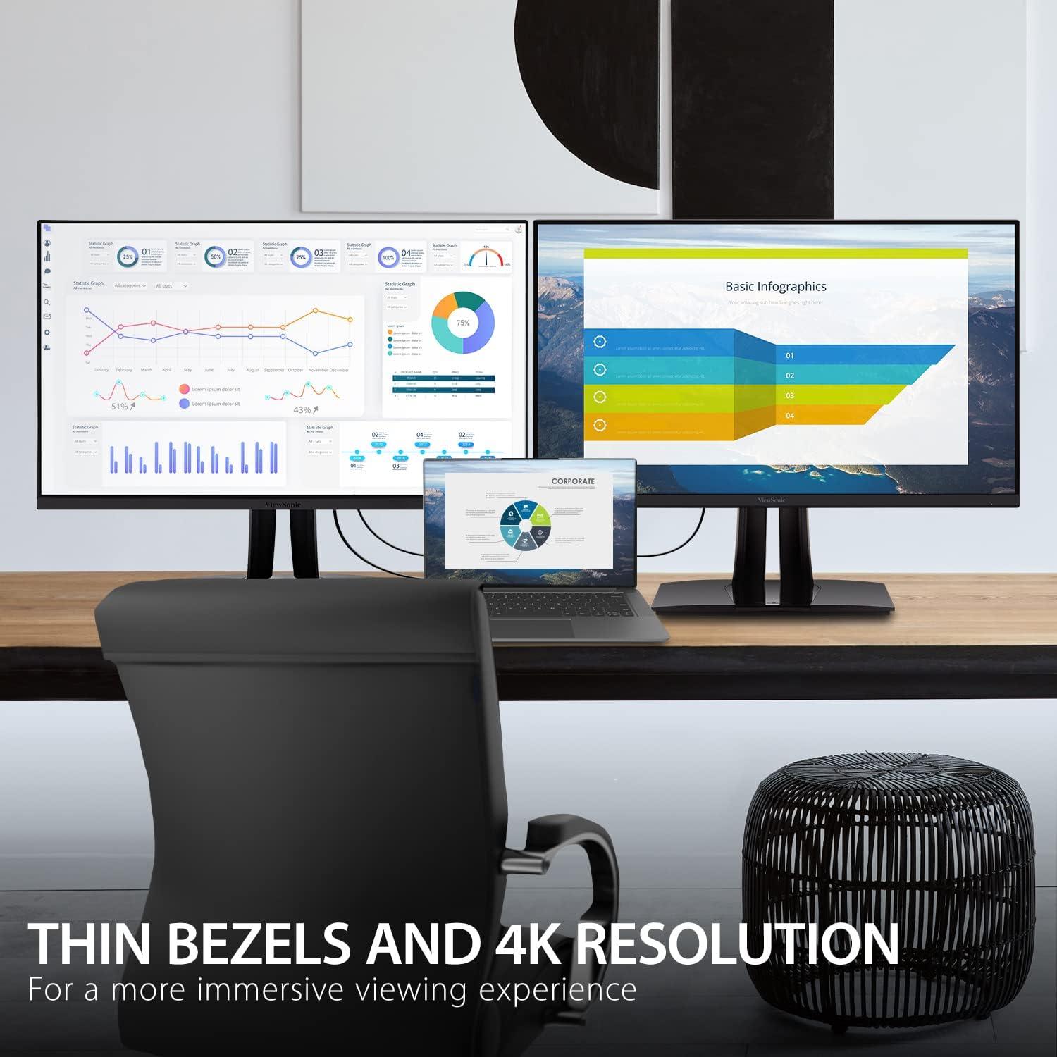 ViewSonic VP3256-4K 32 Inch 4K ColorPro Monitor, IPS Display with 100% sRGB and Pantone Validated for Professional Content Creation, Advanced Ergonomics, 60W USB-C, HDMI, and DisplayPort Inputs