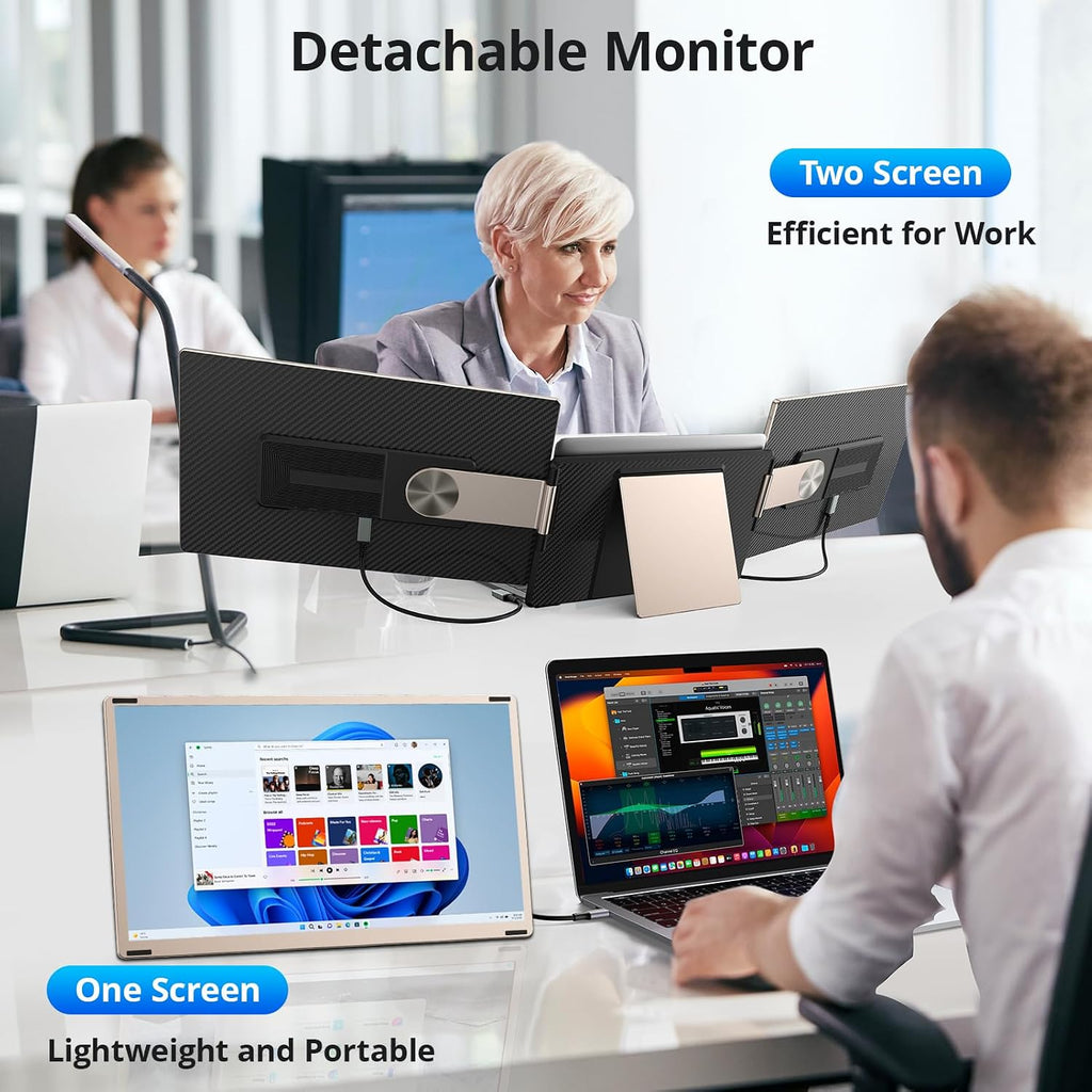 Laptop Screen Extender,Upgraded 15.6' Portable Monitor,FHD 1080P Triple Laptop Screen Extender,Detachable Dual Monitor for 13'-17' Laptops,Plug & Play,Compatible with Mac/Wins/Chrome/Dex
