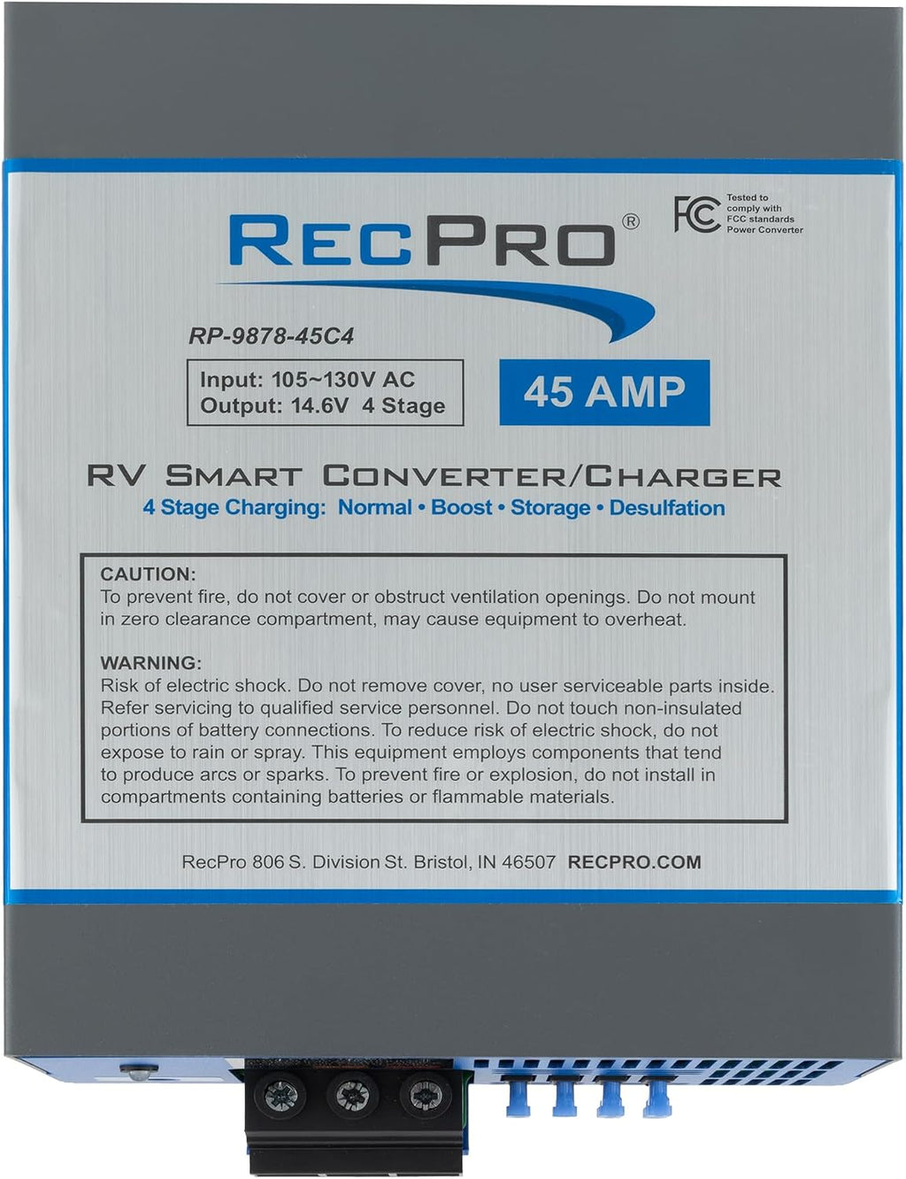 RecPro RV Converter 45 Amp | RV Power Converter & Battery Charger | 4 Stage Smart Charging | 120VAC to 12VDC | 13V to 16.5V Operating Range