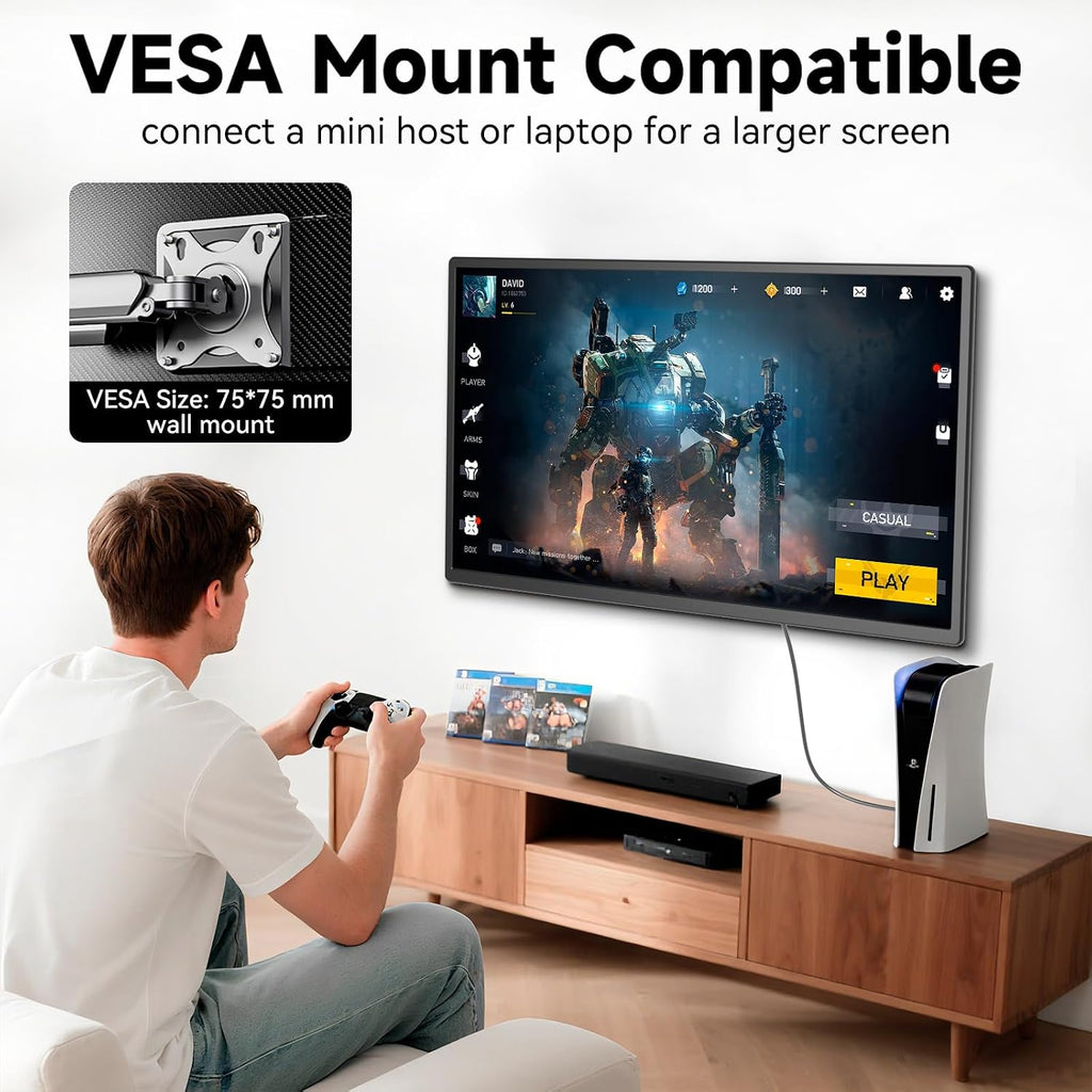 Portable Monitor, 24 inch 1080P FHD 100Hz Laptop Screen Extender, Large Gaming Monitor IPS Display for Laptop, Desktop, MacBook, PS4/5 with Kickstand VESA Compatible
