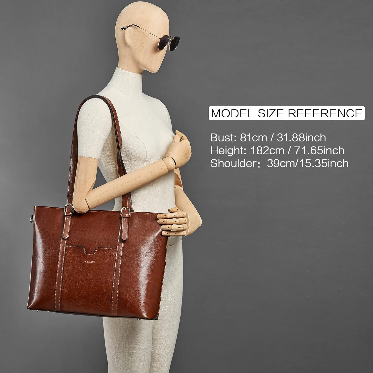 BOSTANTEN Leather Laptop Bag Work Tote for Women Shoulder Handbag Briefcase 15.6 inch Satchel Computer Bag