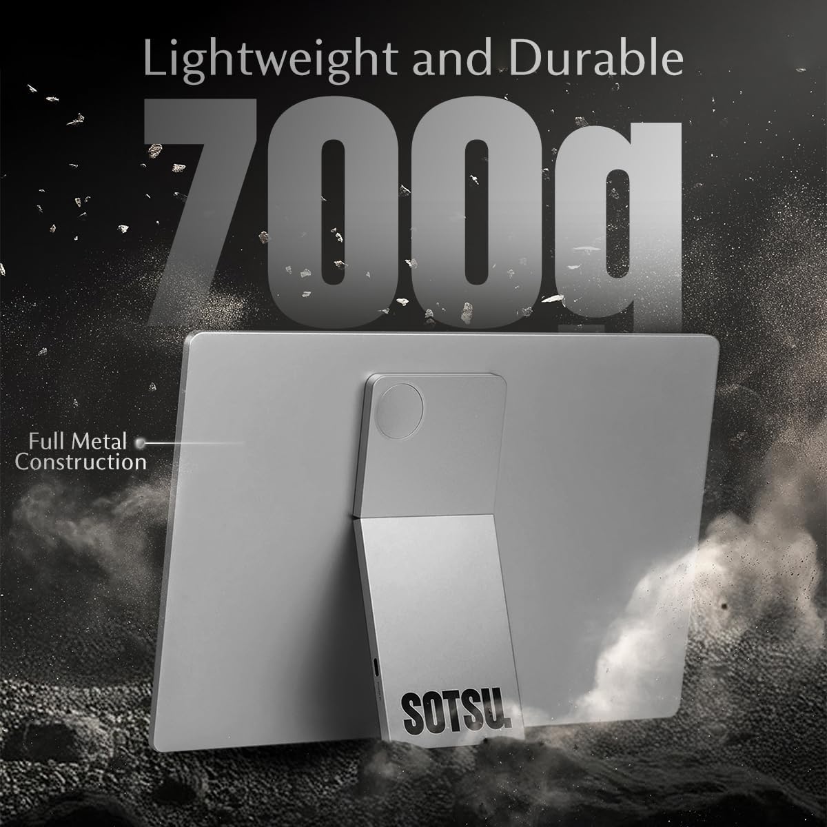 SOTSU FlipAction Go 14' Premium Portable Monitor | Full HD 1080p | 400 Nits | 100% sRGB | Robust yet Lightweight | Pivoting Landscape & Portrait Display | Tempered Glass Cover | USB-C & Mini HDMI | 5W