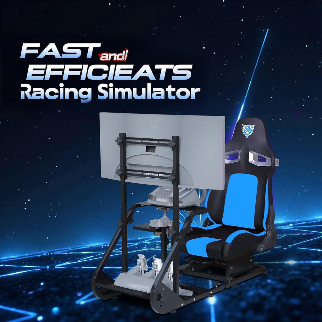 Runboll Racing Simulator Cockpit with Monitor Mount Fits for Logitech G923/G29/G920, Fanatec, Thrustmaster, and PXN, Adjustable Driving Simulators Without Handbrake, Pedals, Shift and Monitor
