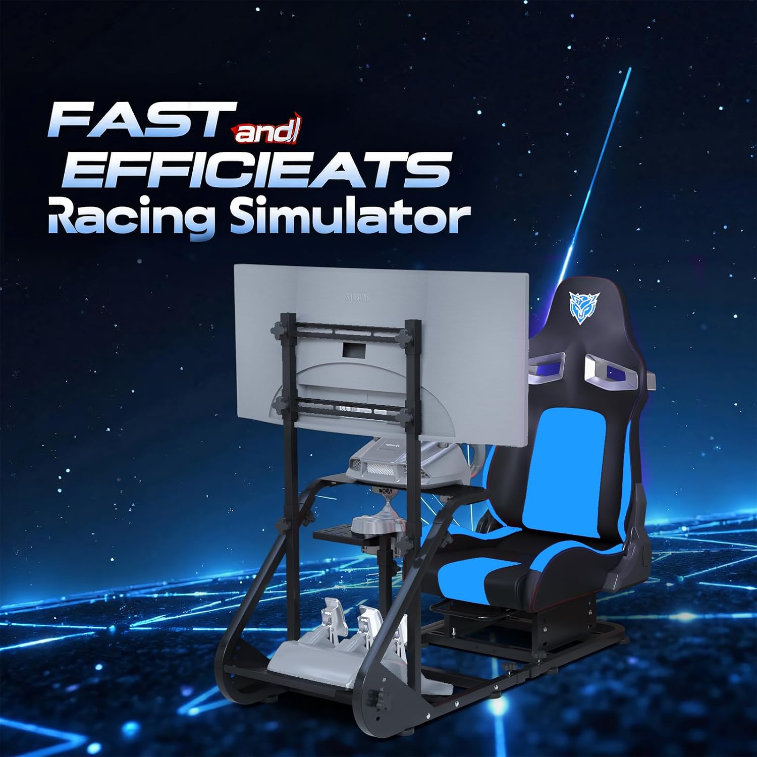 Runboll Racing Simulator Cockpit with Monitor Mount Fits for Logitech G923/G29/G920, Fanatec, Thrustmaster, and PXN, Adjustable Driving Simulators Without Handbrake, Pedals, Shift and Monitor