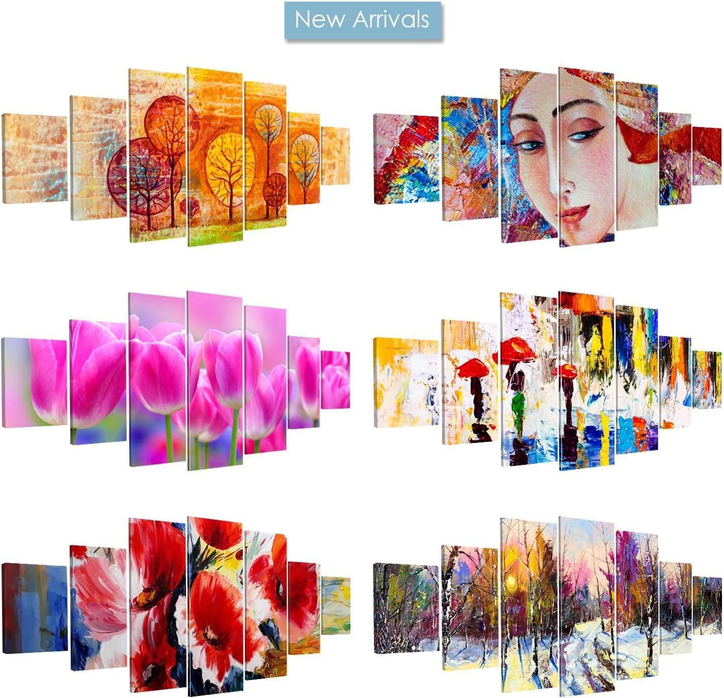 Startonight Huge Canvas Wall Art - Road to Island Beach Large Framed Set of 7 40' x 95'