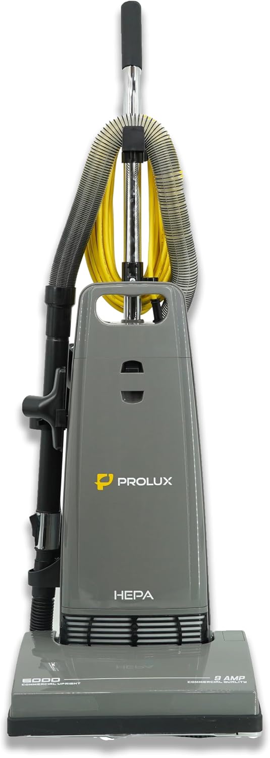 Prolux 6000 Commercial Upright Vacuum with On Board Tools, Bagged Vacuum Cleaner, Commercial Vacuum, Carpet, Floor, HEPA Filter, Steel Brushroll, 107 CFM Suction Power
