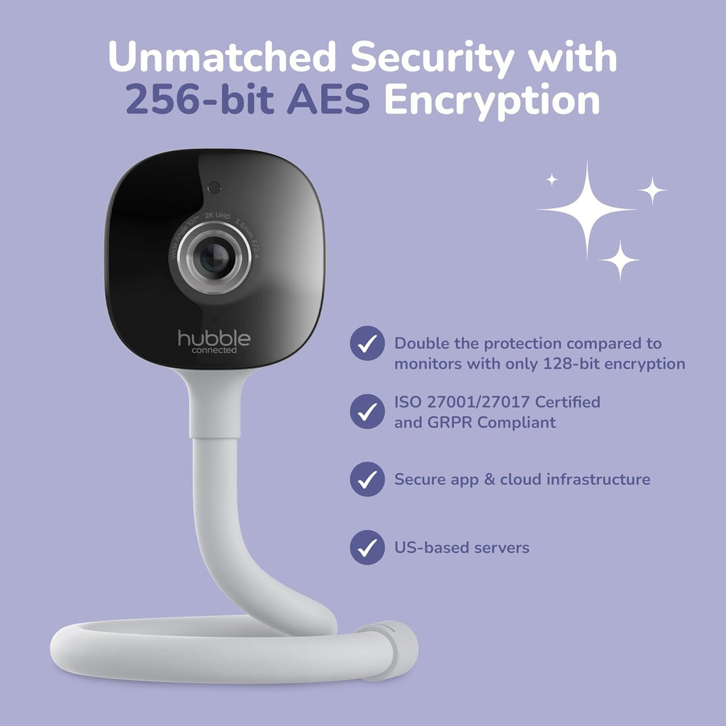 HUBBLE CONNECTED GoBaby AI Twin — 2 Baby Monitor Cameras w/Covered Face & Rollover Alert, True Cry Detection, Sleep Trainer & More — Twin 2K UHD Baby Camera Monitors w/Flexible Mount