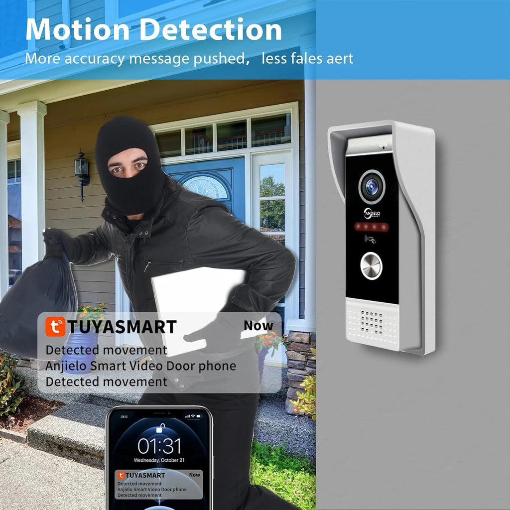 Wired Video Apartment Doorbell Intercom,1080P HD Touch Screen Monitor with Camera,7 Inch Ring Video Doorbell,TUYA WiFi Smart Home Video Intercom,Night Vision,Two-Way Audio (3 Monitor+1 Bell+2 Camera)