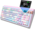 H98 Wireless Mechanical Keyboard,96-Key Hot-Swappable Wired Gaming Keyboard,Tri-Mode Bluetooth 5.0 2.4G USB-C,1.14' Color Screen,Double Knob,6000mAh,RGB,PBT Keycaps for PC Mac iPad-Pink