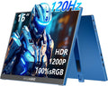WUAWE 16' 1200P 120Hz Portable Monitor for Laptop, 100% sRGB Portable Laptop Monitor with Built-in Stand, HDR and Freensync, External USB C Monitor for Phone, MacBook, Laptop, PC(Blue)