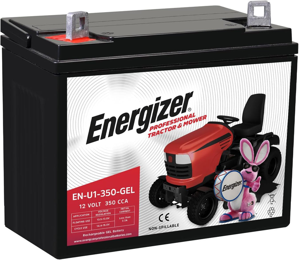 Energizer EN-U1-350-GEL, 12 Volt 350 CCA, Long Lasting Sealed Lead Acid AGM Rechargeable Battery Ideal For Use In Tractors, Lawn Mowers, and more