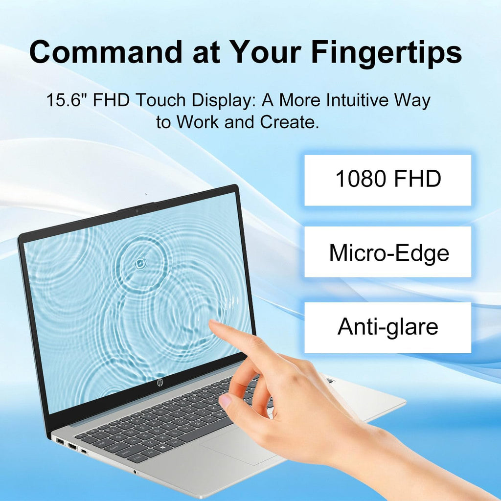 HP Pavilion 2025 Touchscreen Laptop Computer | Intel i3 High-Performance CPU | Thin & Portable | Up to 10H Long Battery Life | 16GB RAM | 2TB PCIe SSD | WOWPC USB | School, Business & Productivity