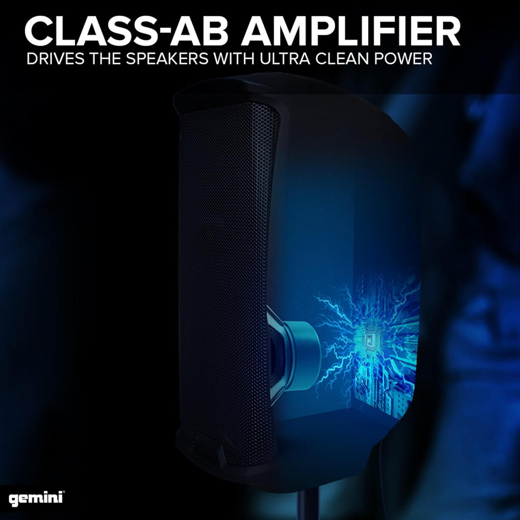 Gemini 120W Powered PA Speaker 15' – Active Stage Monitor with EQ, XLR Inputs, Stand Mount, Road-Ready Design, Full-Range 2-Way Sound for DJs & Events (AS-2115P)