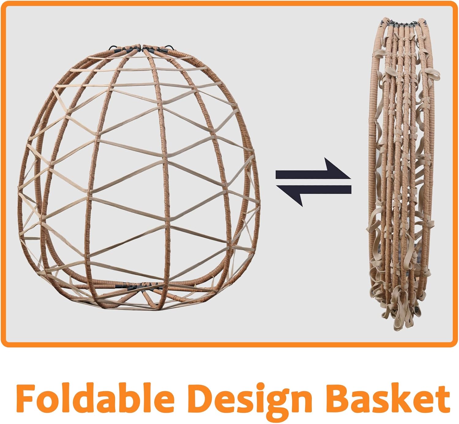 Outdoor Egg Chair with Sturdy Tripod Hammock Leg Rest and Hanging Lounge Chair Swinging Rattan Wicker Swing for Cozy Bedroom Balcony Garden Patio Porch Indoor Use