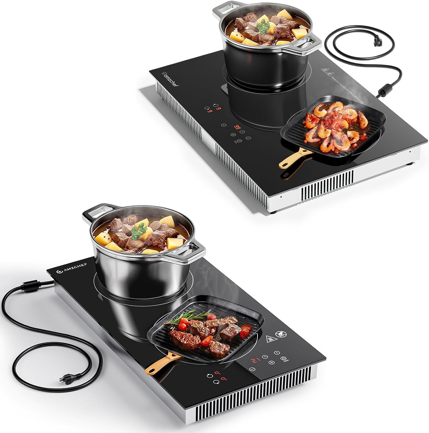 AMZCHEF Electric Induction Cooktop 2 Burners & AMZCHEF Double Induction Cooktop Induction Stove