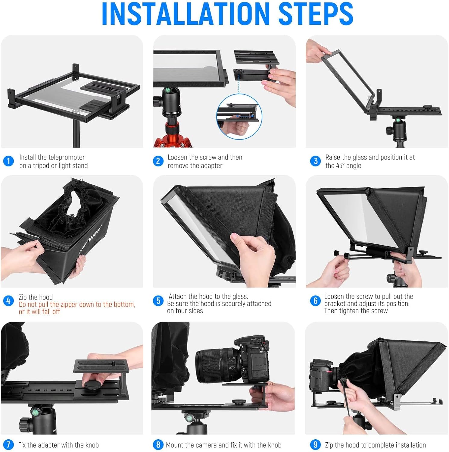 NEEWER X12 14 inch Aluminum Alloy Teleprompter for iPad Tablet Smartphone DSLR Cameras with Remote Control, Carry Case, APP Compatible with iOS/Android for Online Teaching/Vlogger/Live Streaming