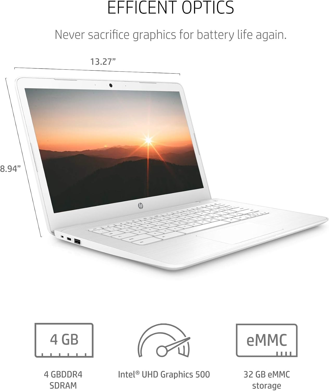 HP Chromebook 14 Laptop, Dual-core Intel Celeron Processor N3350, 4 GB RAM, 32 GB eMMC Storage, 14-inch FHD IPS Display, Google Chrome OS, Dual Speakers and Audio by B&O (14-ca051nr, 2020)