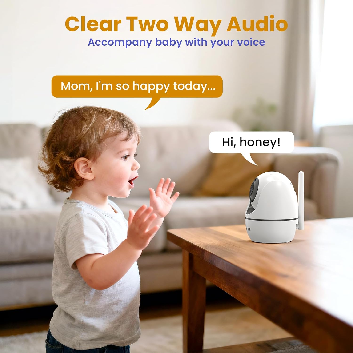 ANMEATE 5' Split Screen Baby Monitor with 2 Cameras, No WiFi Secure FHSS, Remote PTZ, 1000ft Range, 30-Hour Battery, Auto Night Vision, Room Temperature, Two-Way Audio Intercom