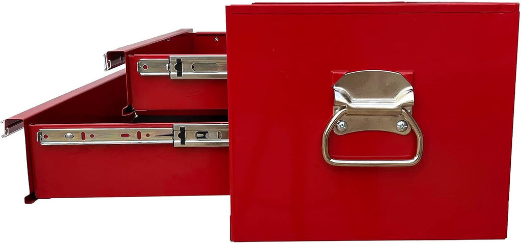 Workington Industrial 2 Drawers Portable Metal Intermediate Box, 26' Middle Tool Chest Cabinet with Ball Bearing Drawer Slides, Steel Tool Storage Box Organizer 4008 Red