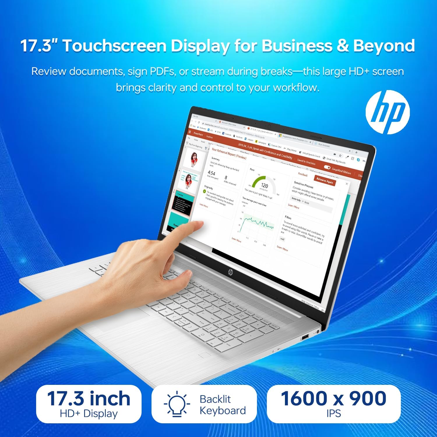 HP 17 Laptop, 17.3' HD+ Touchscreen, Intel Core i7-1255U Processor, 64GB RAM, 2TB SSD, Webcam, HDMI, Backlit Keyboard, Wi-Fi, Windows 11 Home, Silver