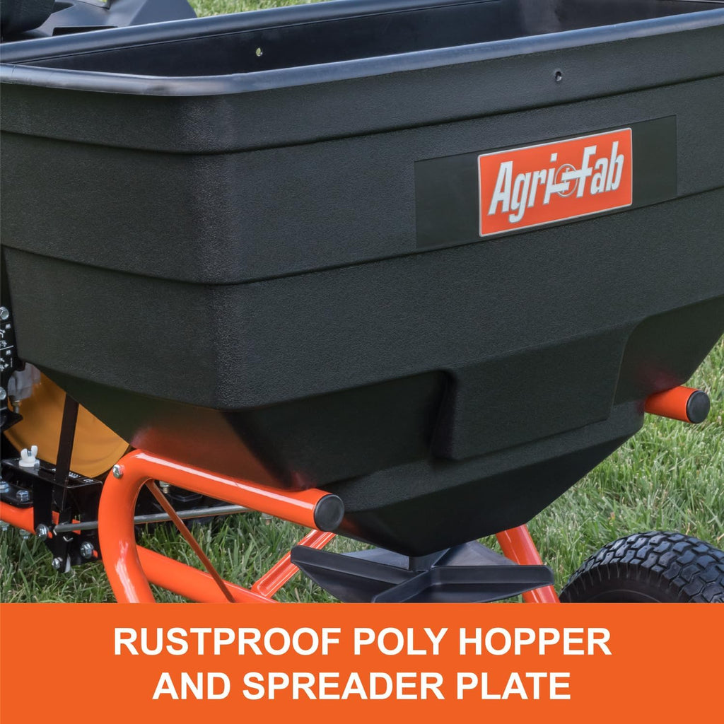 Agri-Fab 45-0547 185 lb. Tow-Behind Lawn & Garden Broadcast Spreader for Seed,Fertilizer,Salt,Ice Melt; Easy to use Flow Control from Seat of Riding Lawn Mower