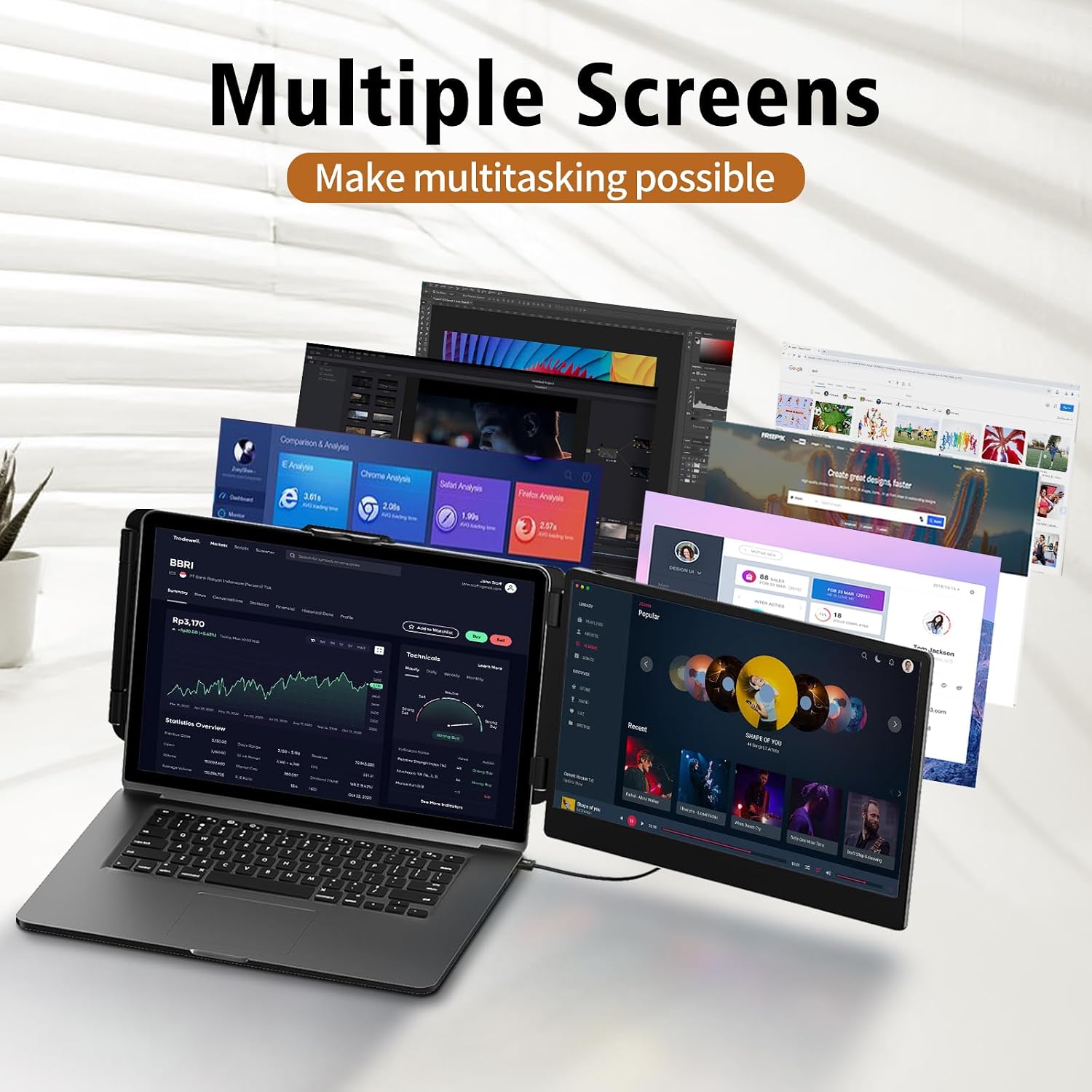 Laptop Screen Extender - 14' FHD 1080P IPS Portable Computer Monitor for Laptops, Dual Screen Travel Monitor for Laptops 13-17' with USB-C/HDMI Port, Plug & Play for Windows/Mac/Android/Switch/PS