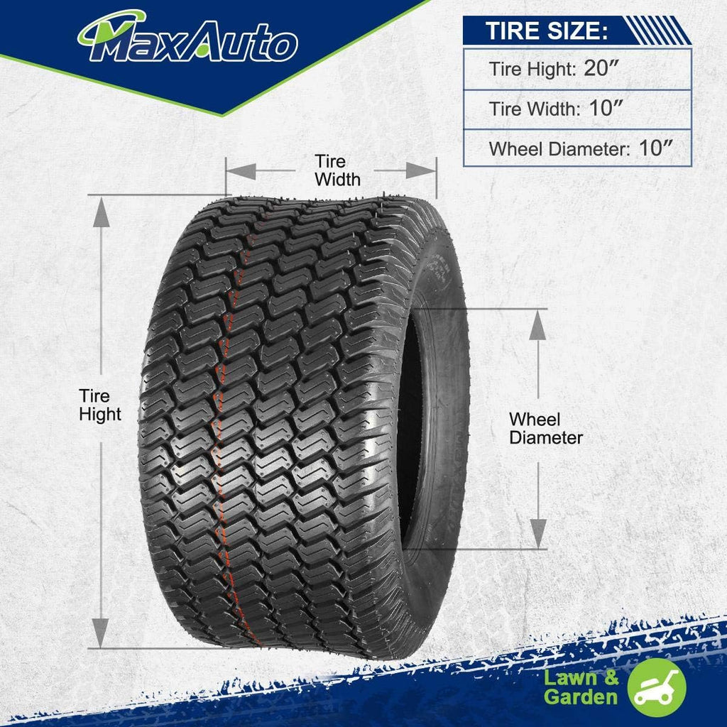 MaxAuto 20x10.00-10 Lawn Mower Tires 4-Ply 20x10x10 Tire - Suitable for Golf Carts, Turf Equipment & Tractors, Professional Groundskeepers