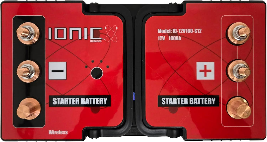 Ionic Lithium 12V Starter Battery for Semi Trucks and Diesel Engines - 12V Group 31 Battery with 3000CA - Bluetooth Capability - 30.8lbs - IC-12V100-S12