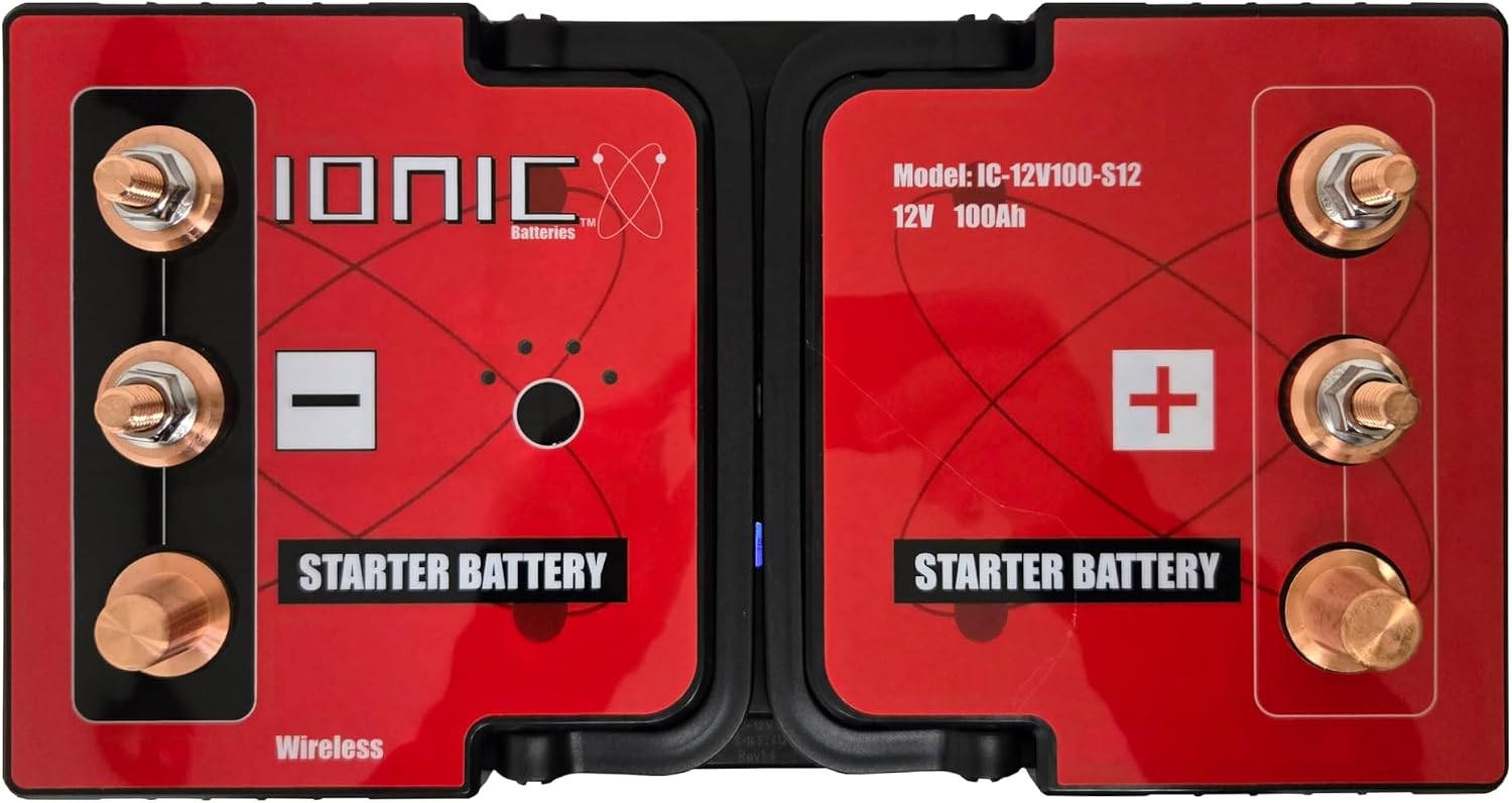 Ionic Lithium 12V Starter Battery for Semi Trucks and Diesel Engines - 12V Group 31 Battery with 3000CA - Bluetooth Capability - 30.8lbs - IC-12V100-S12