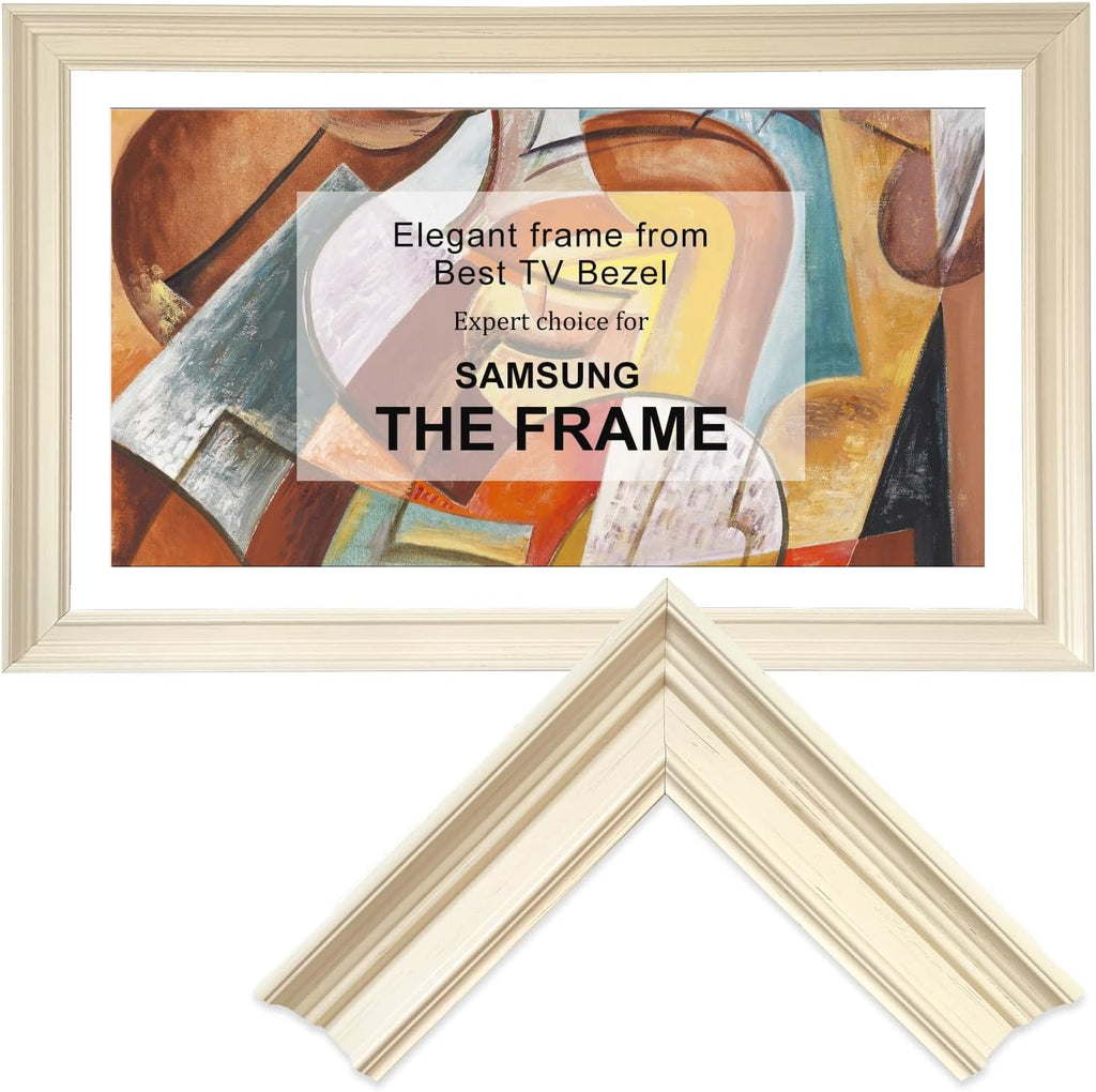 Minimalist Line Ivory White 32' TV frame - Compatible ONLY with Samsung The Frame TV and Pro TVs (Fits 2021-2026 models, model codes:32LS03A/B/C/FA)