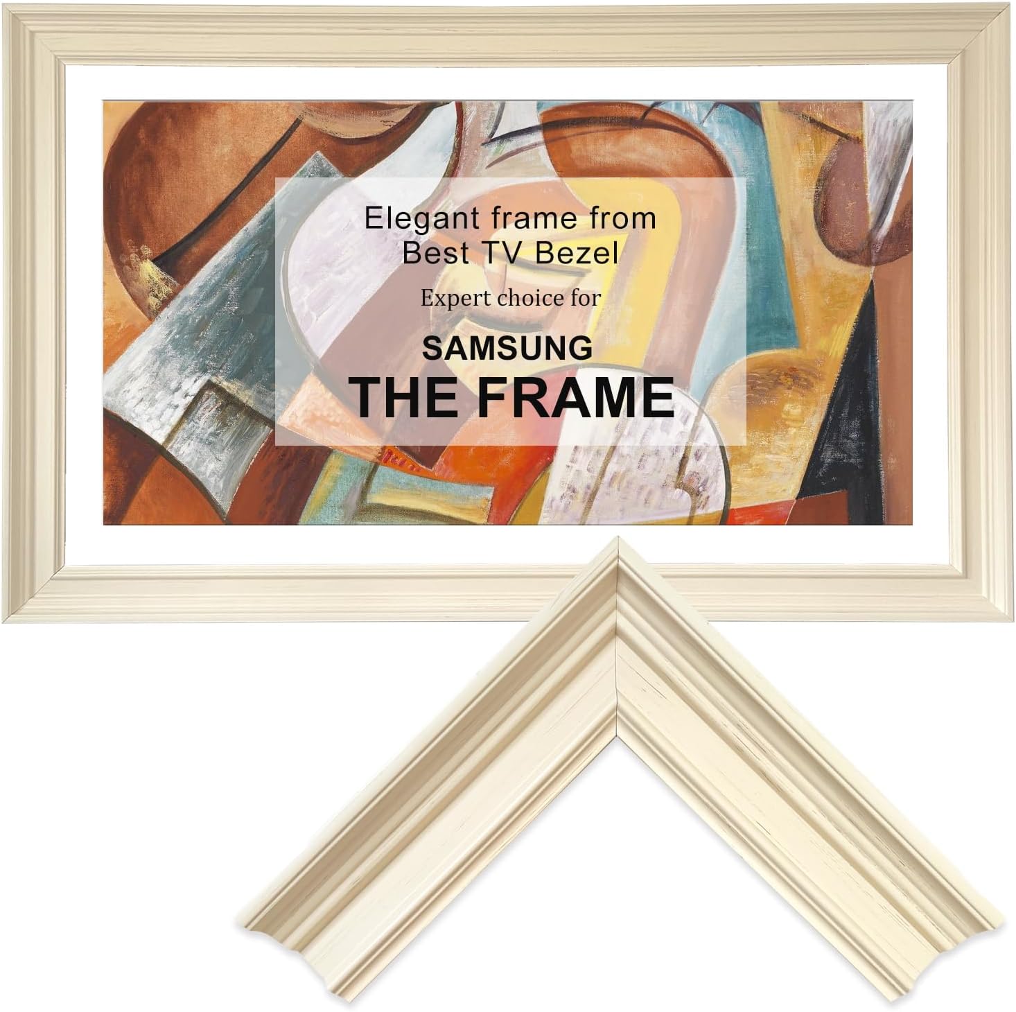Minimalist Line Ivory White 43' TV frame - Compatible ONLY with Samsung The Frame TVs (Fits 2021-2026 models, model codes:43LS03A/B/C/D/FA/HE)