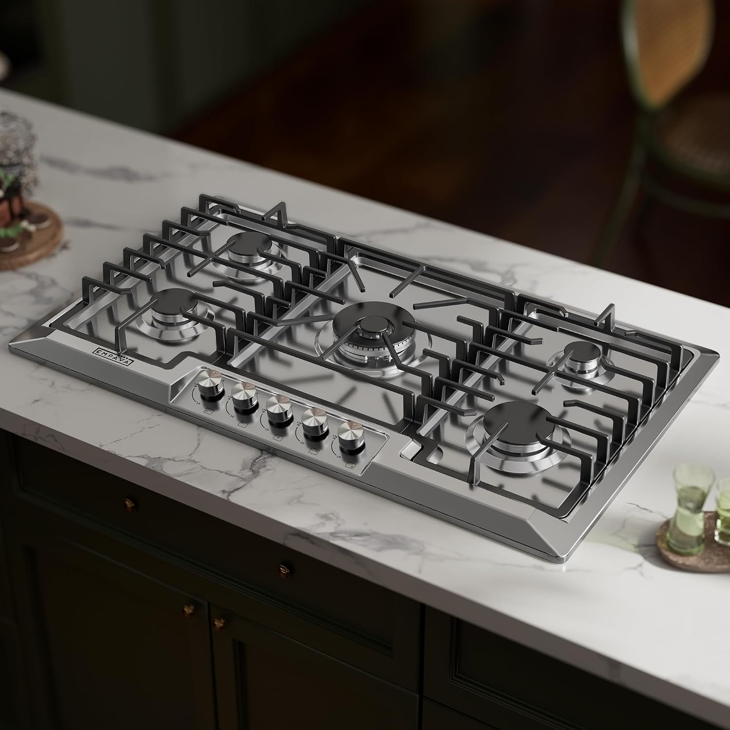 Empava 36' Stainless Steel 5 Italy Sabaf Burners Stove Top Gas Cooktop EMPV-36GC881