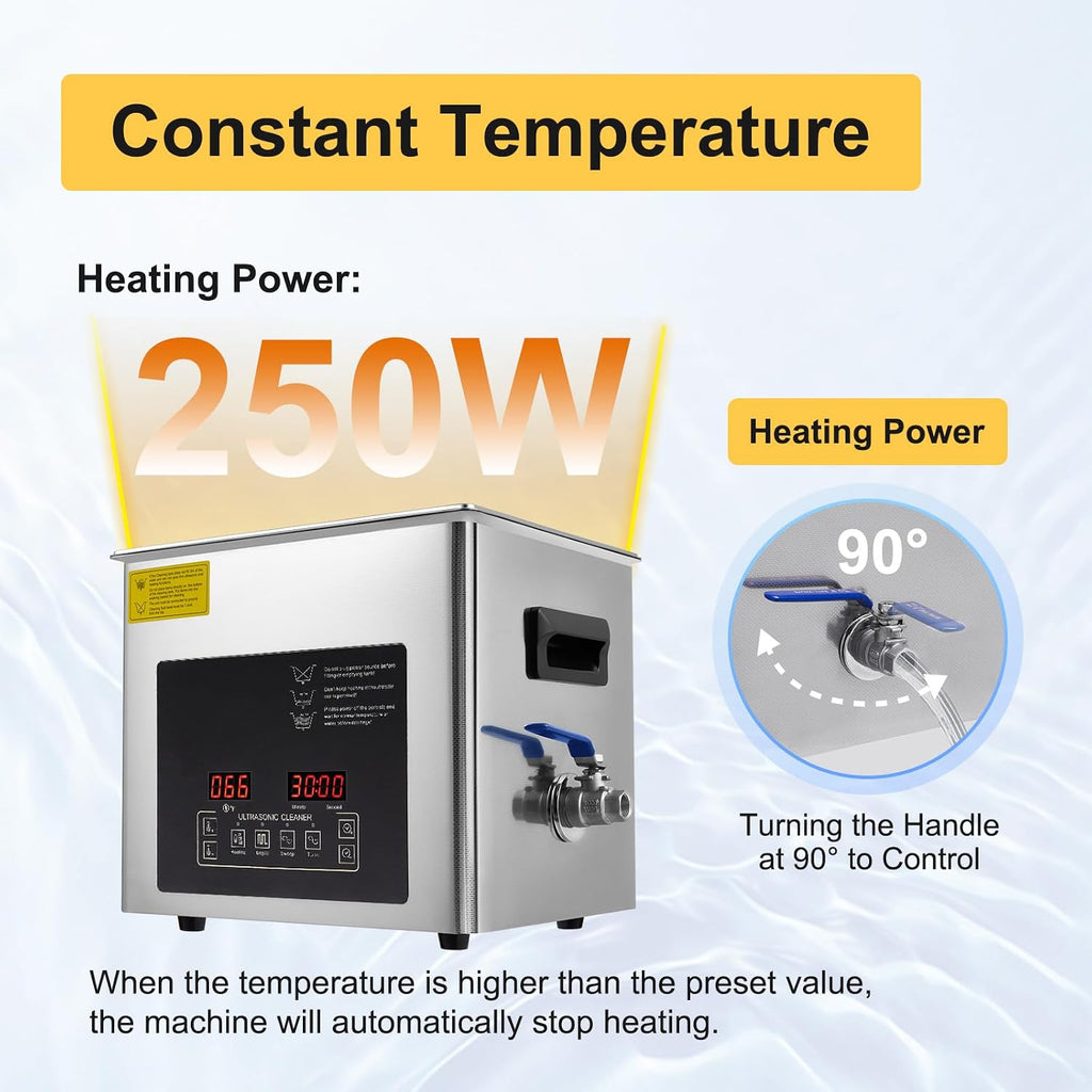 30L Ultrasonic Cleaning Machine,28/40khz Dual Frequency Ultrasonic Washing Machine,0-176℉ Adjustment Instrument Cleaner for Jewelry Glasses (10L)
