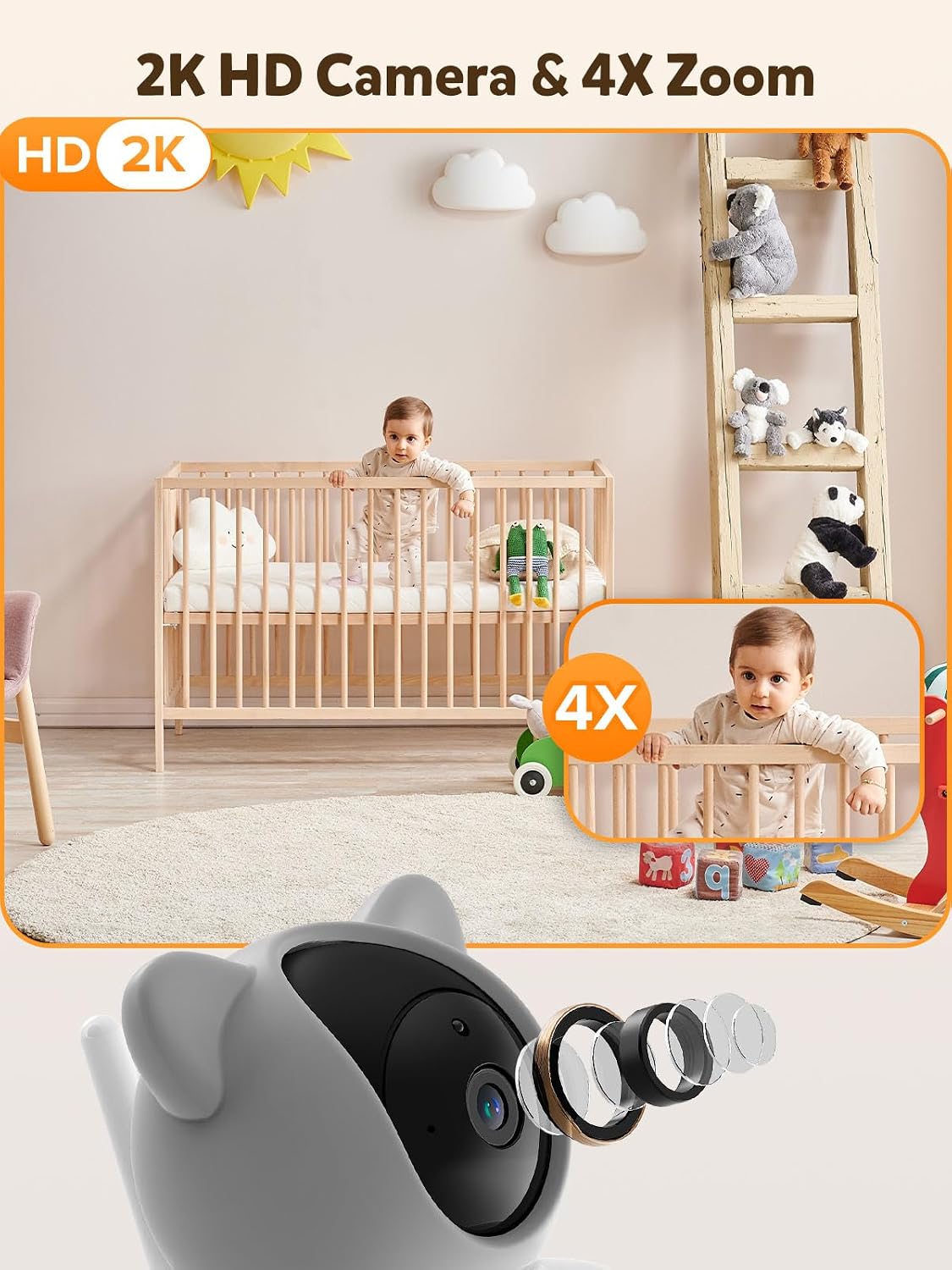 iFamily WiFi Baby Monitor with App – Smartphone Baby Monitor with 5' HD Monitor & 2K Camera, Night Vision, 2-Way Talk, Motion Tracking&Alerts, Temp Sensor, Lullabies,Secure WiFi Lock