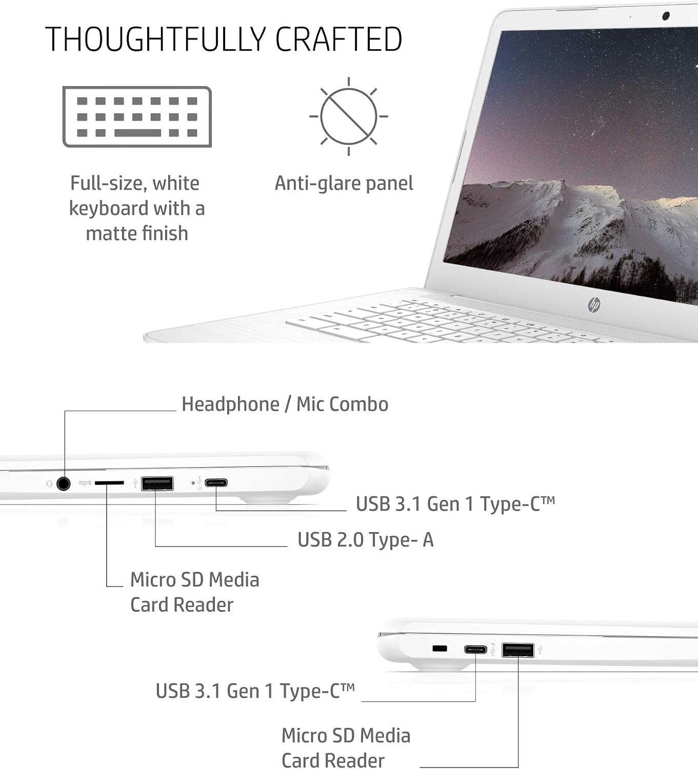 HP Chromebook 14 Laptop, Dual-core Intel Celeron Processor N3350, 4 GB RAM, 32 GB eMMC Storage, 14-inch FHD IPS Display, Google Chrome OS, Dual Speakers and Audio by B&O (14-ca051nr, 2020)