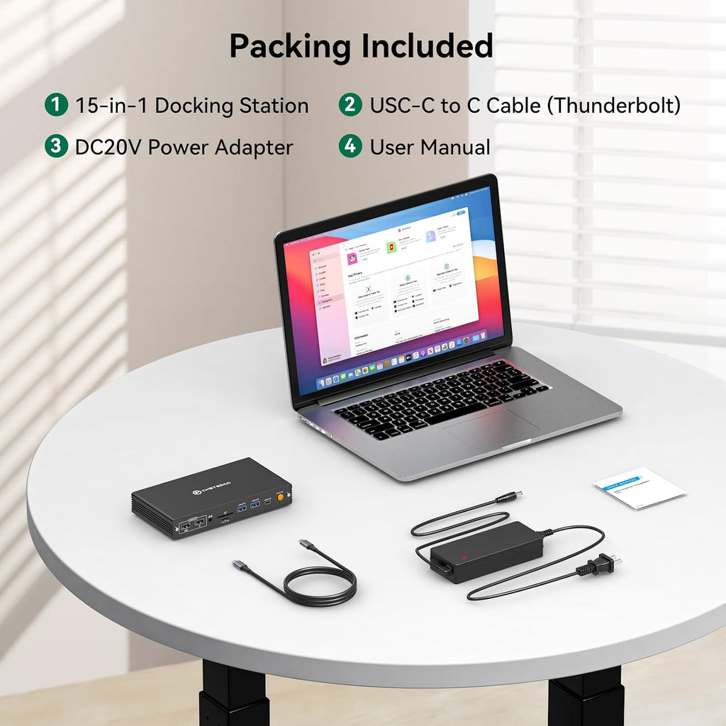DisplayLink Docking Station 4 Monitor, Quad HDMI 4K@60Hz, PD 100W, USB 3.2 10 Gbps, 15 in 1 Multi-Monitor Dock for Thunderbolt 5/4/3, USB4, USB-C Windows, MacBook