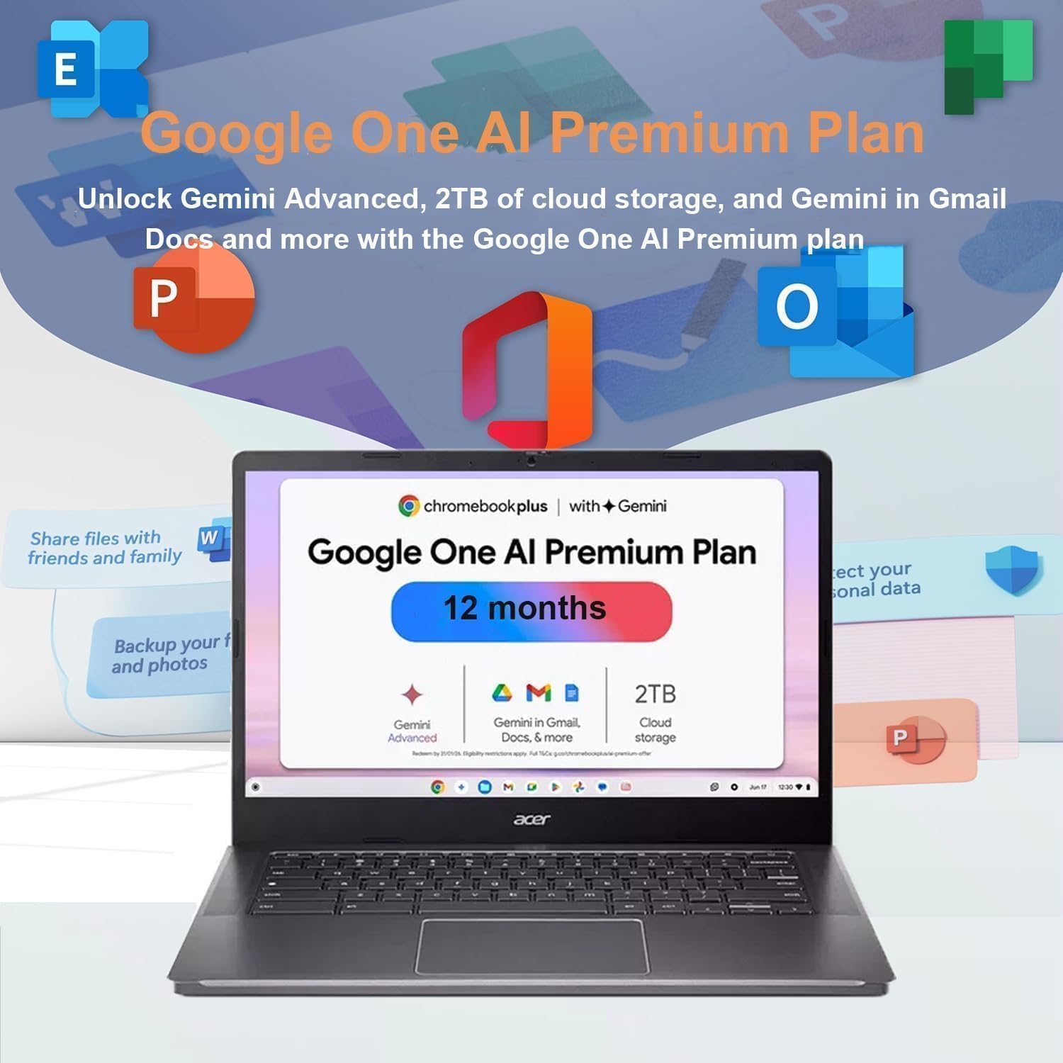 acer Chromebook Plus 514, 14' FHD Touchscreen Laptop, Intel 8-Core i3-N305, 8GB RAM, 512GB SSD, Chrome OS, Long Battery Life, High-End Business/Luxury Gift