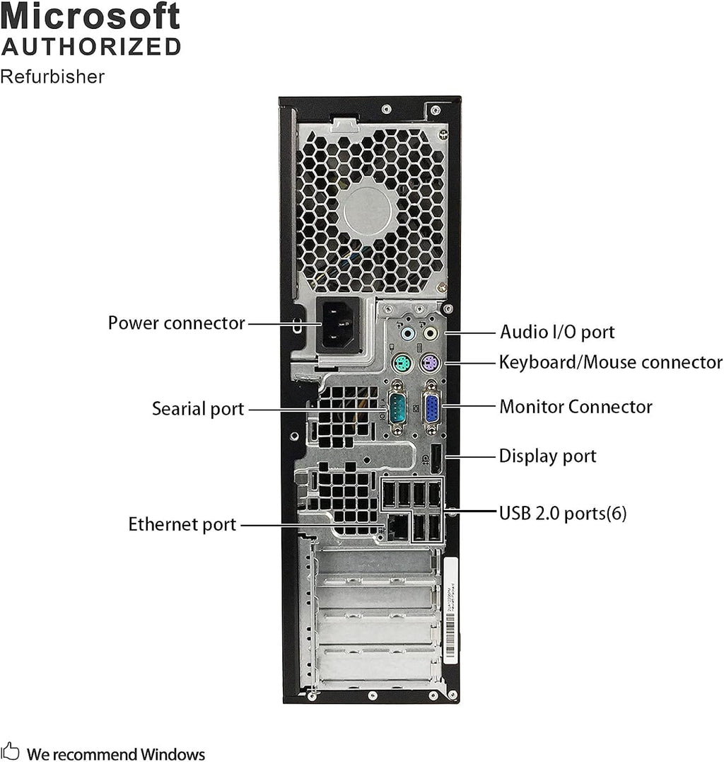 HP Elite Desktop Computer, Intel Core i5 3.1GHz, 8GB RAM, 1TB SATA HDD, Keyboard & Mouse, Wi-Fi, Dual 19in LCD Monitors (Brands Vary), DVD-ROM, Windows 10, (Renewed)