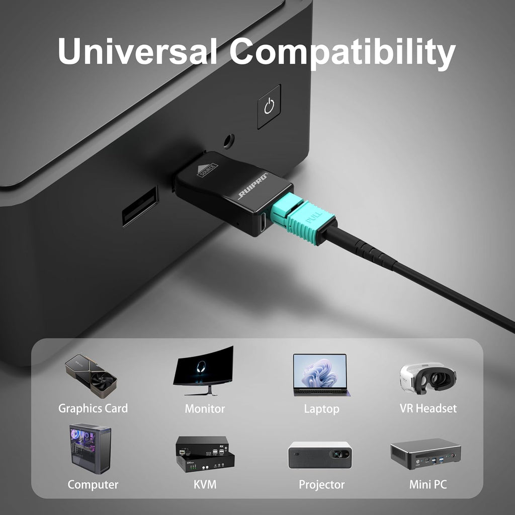 RUIPRO 8K Detachable Full Fiber Optic Armored 8K60Hz Cable 1.4, 10FT, 32.4 Gbps, Supports 4K@144Hz,high Dynamic Range Video, HDCP 2.2, FreeSync & G-Sync, Compatible with RTX 4090/3090 Ti/RX 7900 XTX