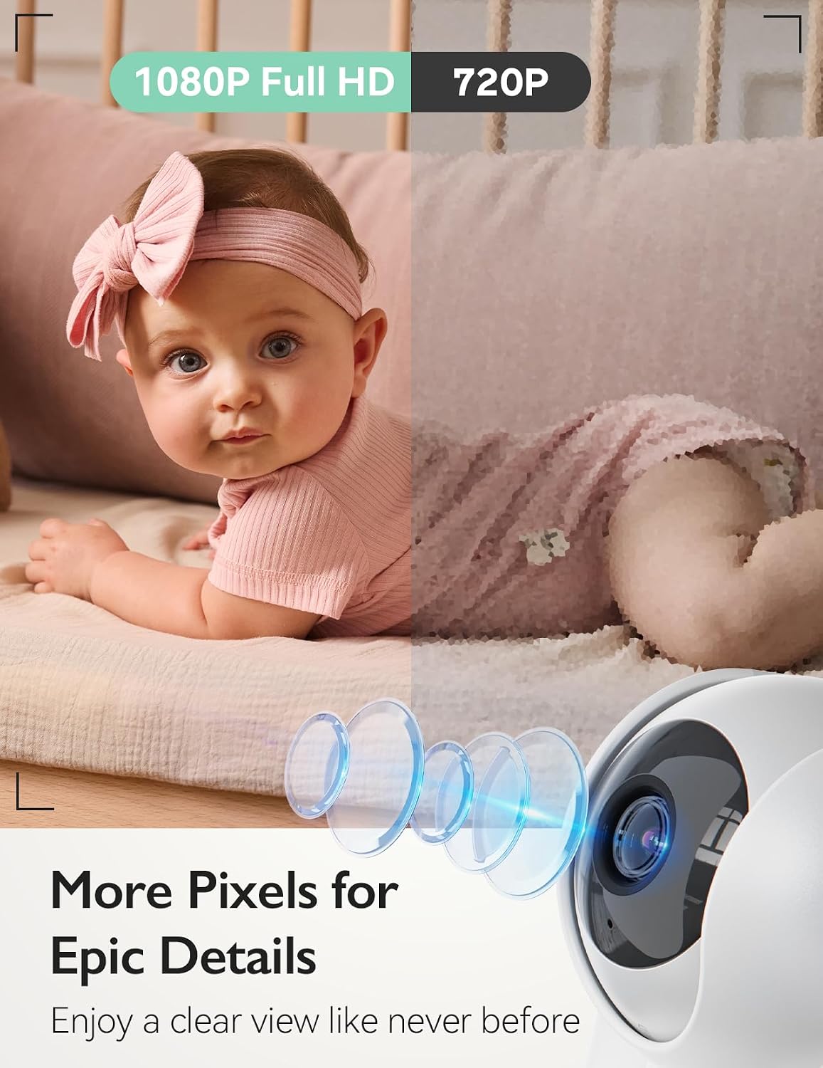 Momcozy Baby Monitor with 2 Cameras 5.5' 1080P Full HD Split Screen Video Baby Monitor with Camera and Audio, No WiFi 5800mAh Battery, ECO, VOX, Clear Night Vision 1640ft Range (SD Card not Included)