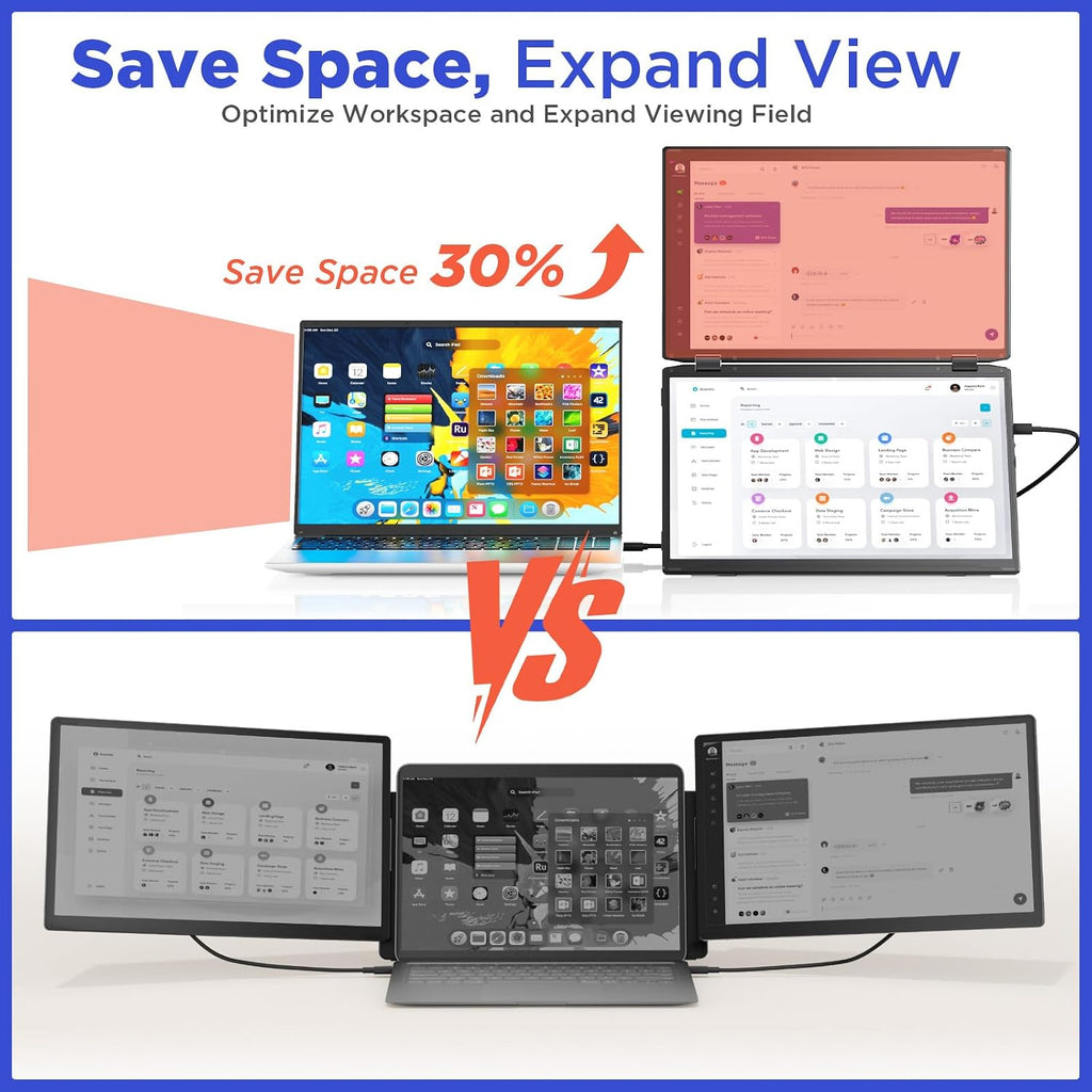 Maxfree Laptop Screen Extender, 15.6'' FHD 1080P Dual Portable Monitor with USB C, HDMI, Plug & Play, VESA Mountable, Lightweight, Dual Monitor for Laptop Windows Mac(M1/M2/M3 chip) Android Ps4 Switch
