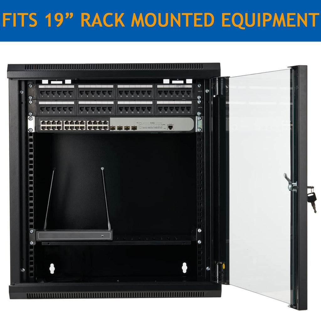 6U Wall Mount Server Cabinet Network Rack Enclosure Locking Glass Door by Tedgetal