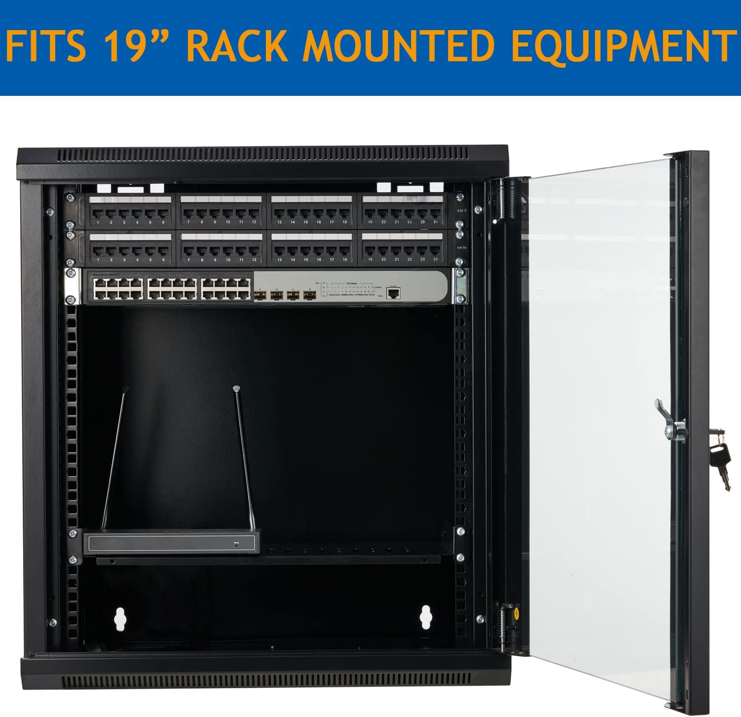 6U Wall Mount Server Cabinet Network Rack Enclosure Locking Glass Door by Tedgetal