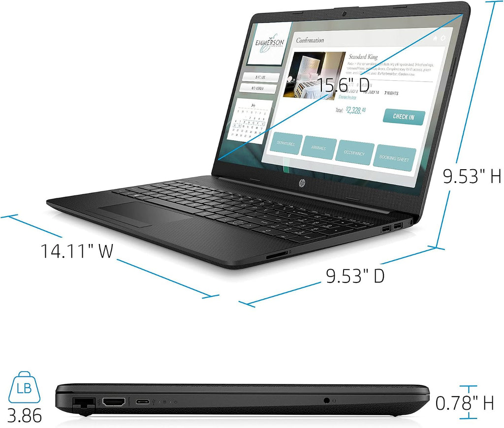 HP 15.6in FHD, Celeron N4020, 4GB RAM, 128GB SSD, Windows 10 Home in S Mode, Free one Year Microsoft Office, EROSEFLAMINGO Accessories, 15-dw1001wm